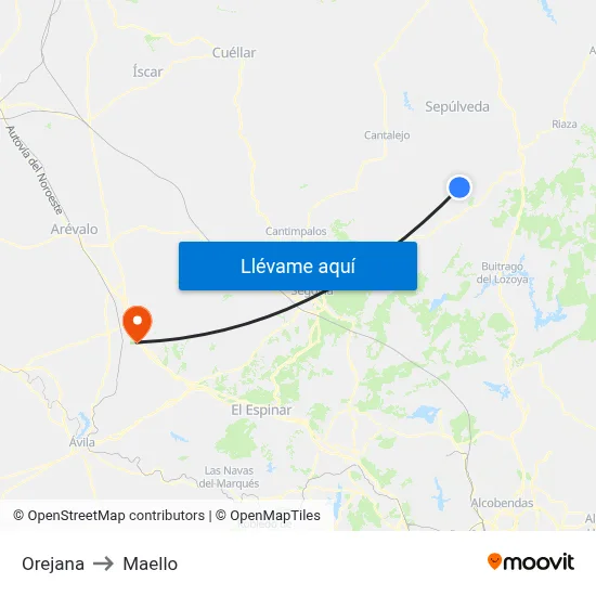 Orejana to Maello map