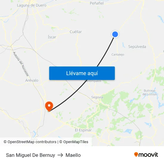 San Miguel De Bernuy to Maello map