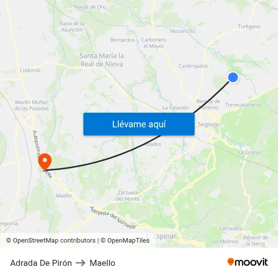 Adrada De Pirón to Maello map
