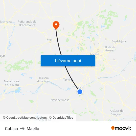Cobisa to Maello map