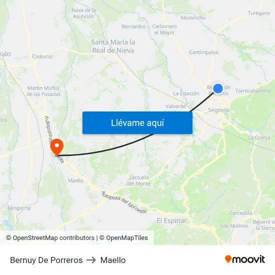 Bernuy De Porreros to Maello map