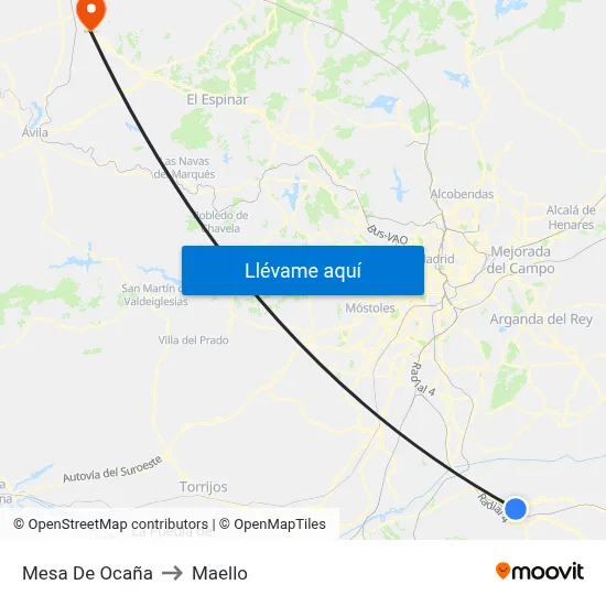 Mesa De Ocaña to Maello map