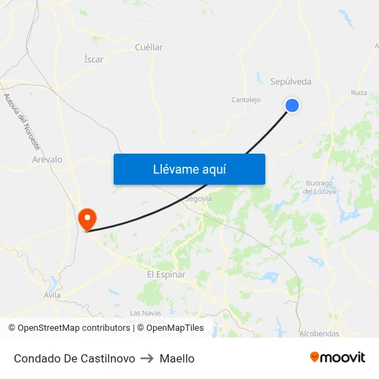 Condado De Castilnovo to Maello map
