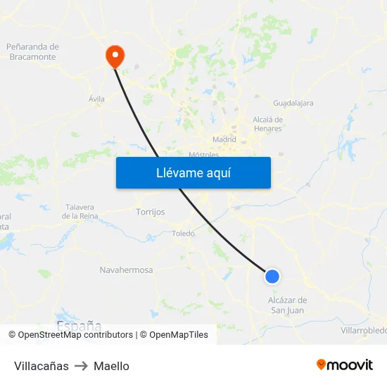 Villacañas to Maello map