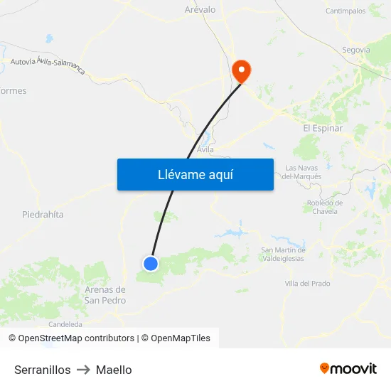 Serranillos to Maello map