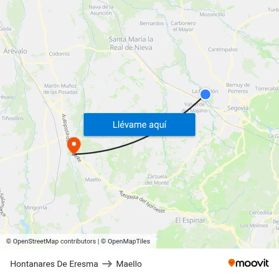 Hontanares De Eresma to Maello map