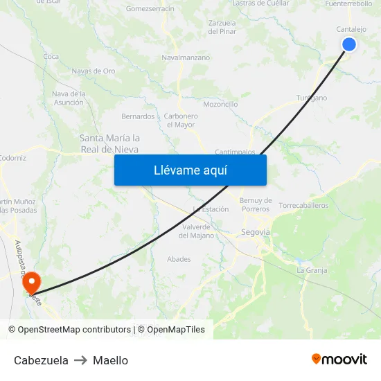 Cabezuela to Maello map