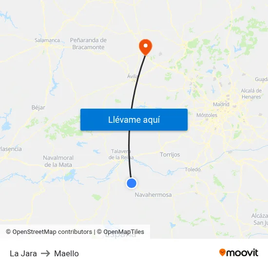 La Jara to Maello map