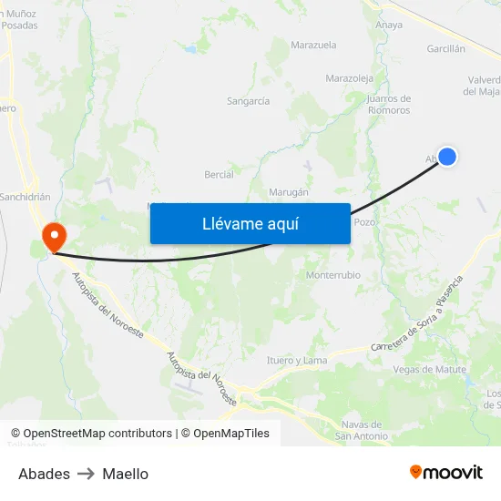 Abades to Maello map
