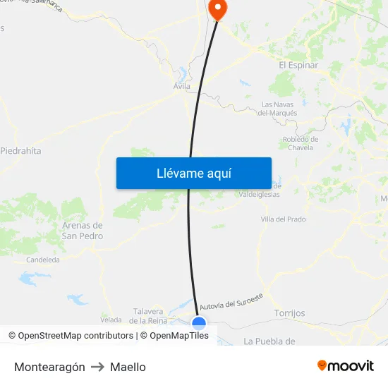 Montearagón to Maello map
