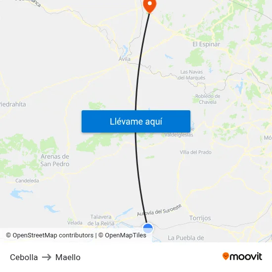 Cebolla to Maello map