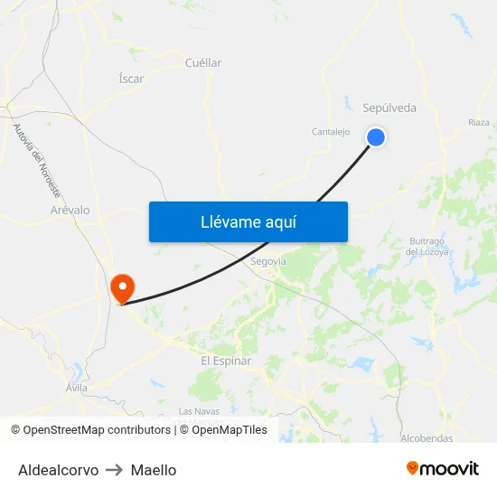 Aldealcorvo to Maello map