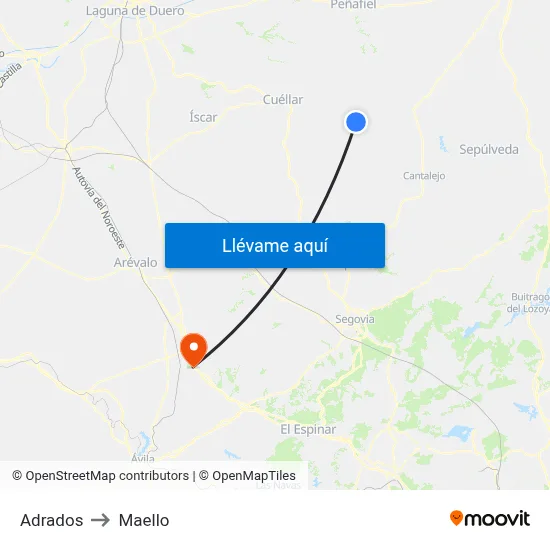 Adrados to Maello map
