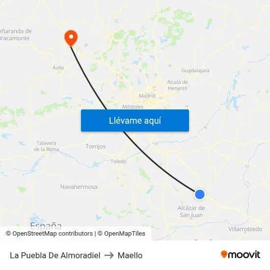 La Puebla De Almoradiel to Maello map