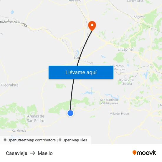 Casavieja to Maello map