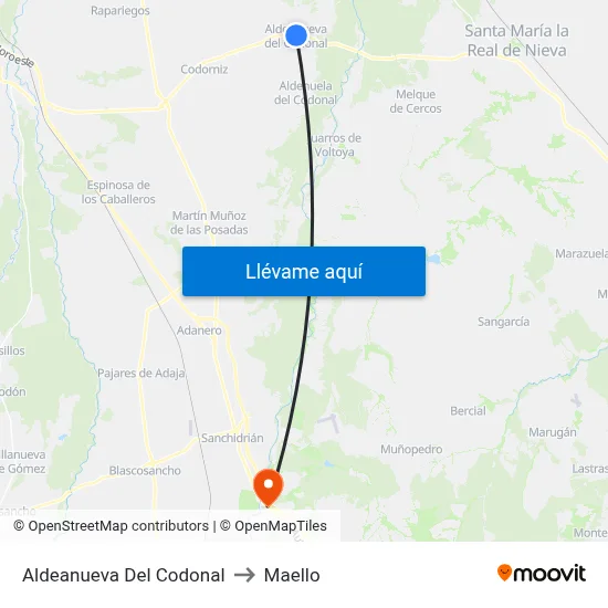 Aldeanueva Del Codonal to Maello map