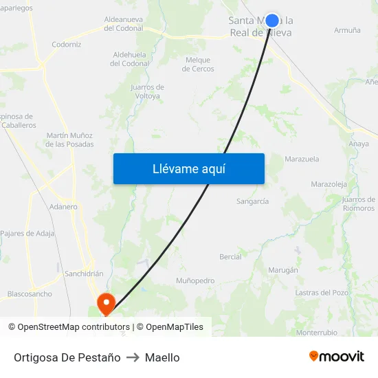 Ortigosa De Pestaño to Maello map