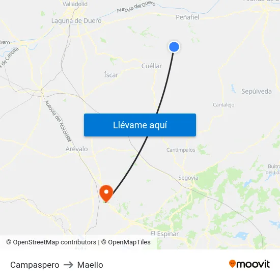 Campaspero to Maello map