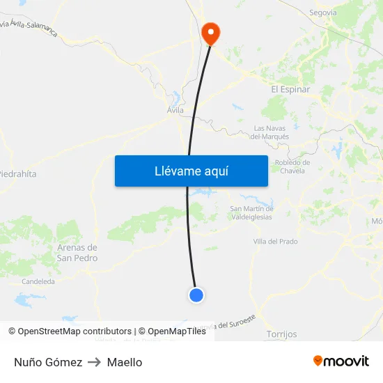 Nuño Gómez to Maello map