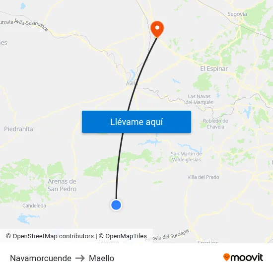 Navamorcuende to Maello map