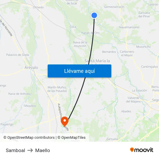 Samboal to Maello map