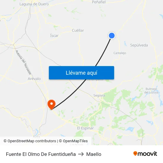 Fuente El Olmo De Fuentidueña to Maello map