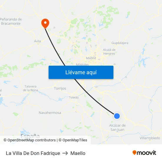 La Villa De Don Fadrique to Maello map