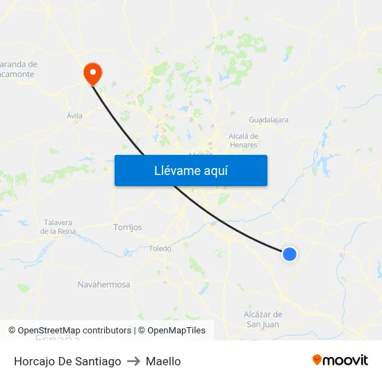 Horcajo De Santiago to Maello map
