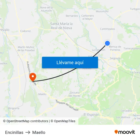 Encinillas to Maello map