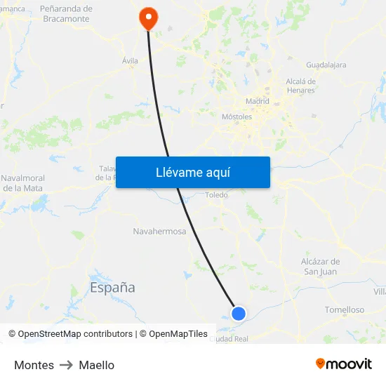 Montes to Maello map