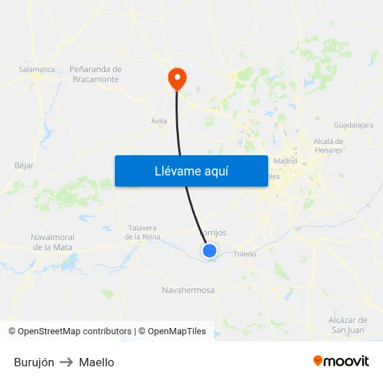 Burujón to Maello map