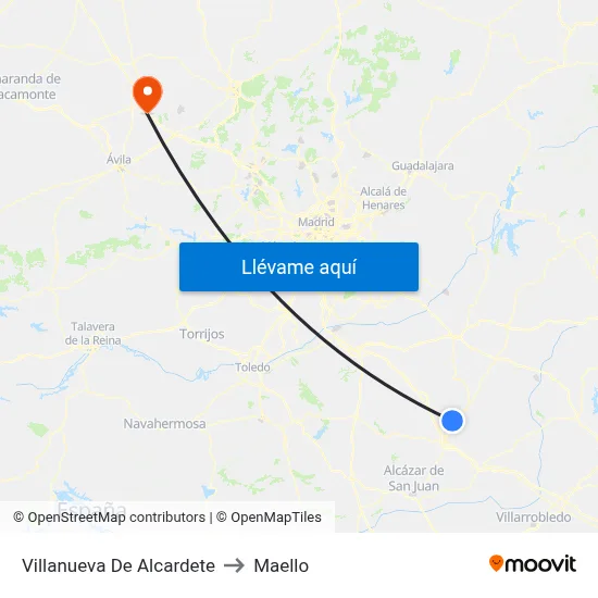 Villanueva De Alcardete to Maello map