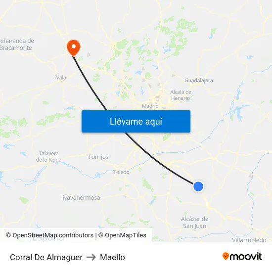 Corral De Almaguer to Maello map