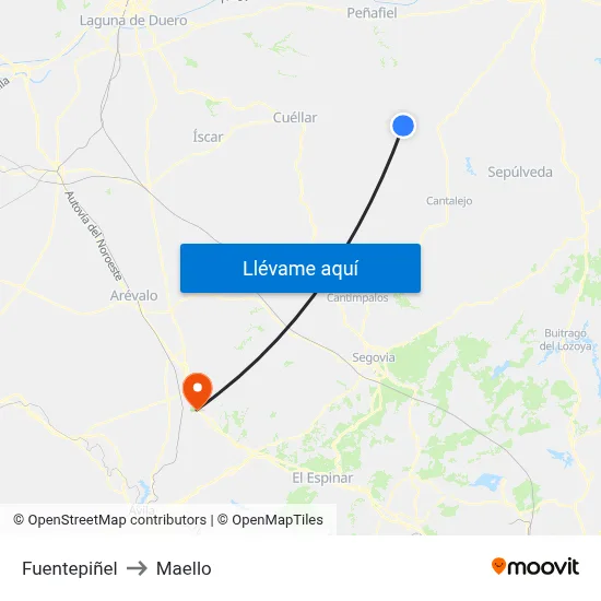Fuentepiñel to Maello map