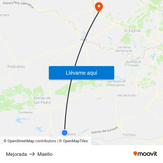 Mejorada to Maello map