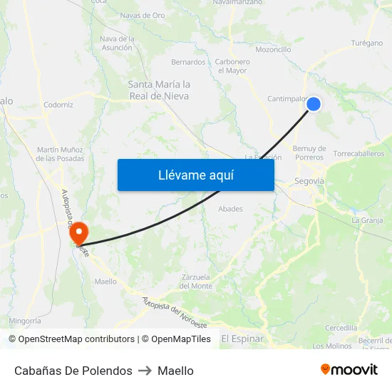 Cabañas De Polendos to Maello map