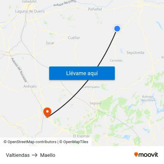 Valtiendas to Maello map