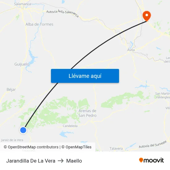 Jarandilla De La Vera to Maello map