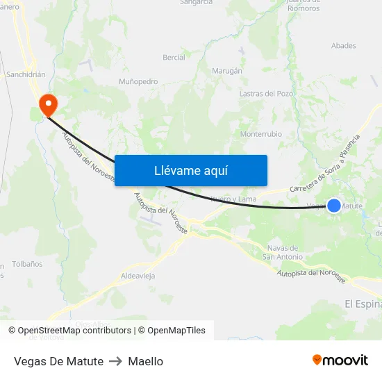 Vegas De Matute to Maello map