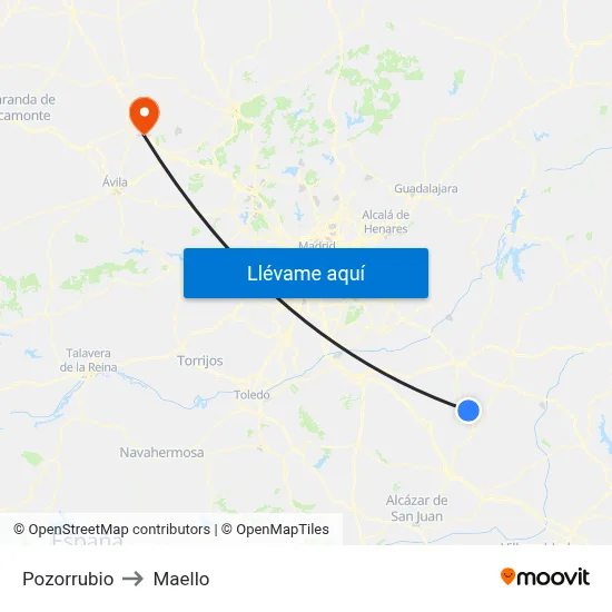 Pozorrubio to Maello map
