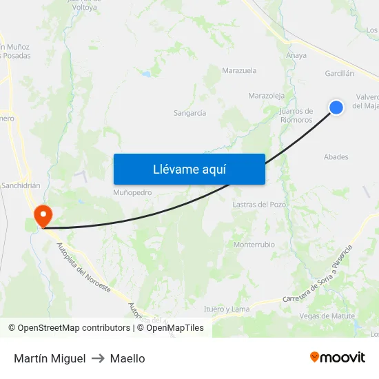 Martín Miguel to Maello map