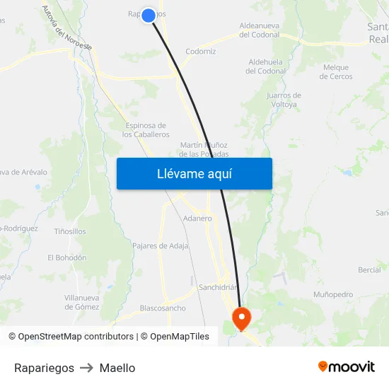 Rapariegos to Maello map