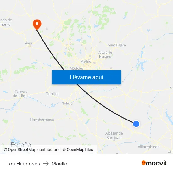 Los Hinojosos to Maello map
