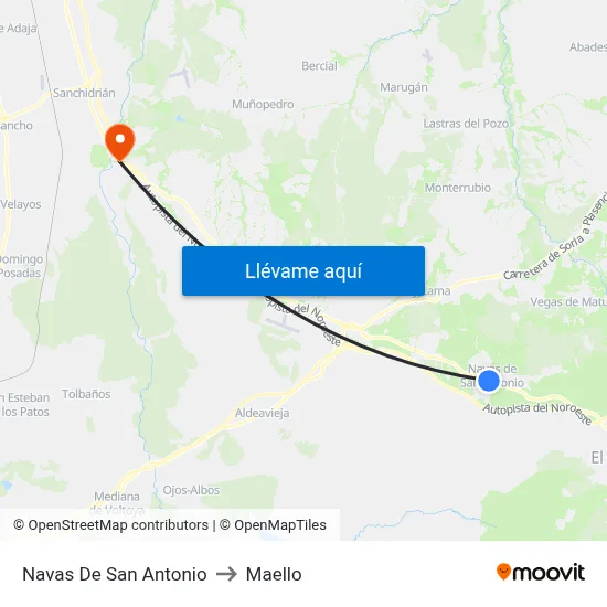 Navas De San Antonio to Maello map