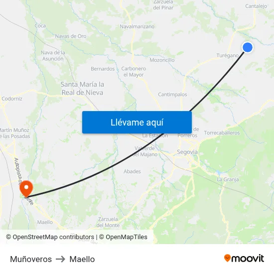 Muñoveros to Maello map