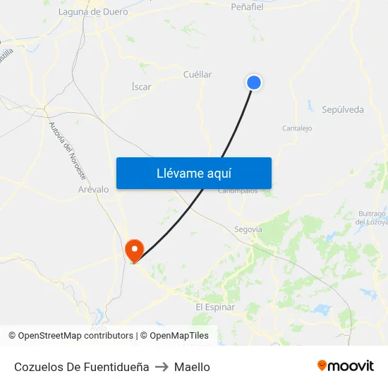Cozuelos De Fuentidueña to Maello map