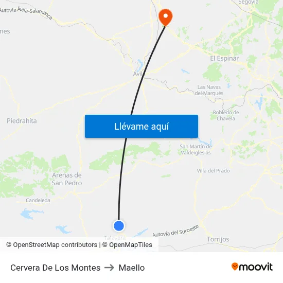 Cervera De Los Montes to Maello map