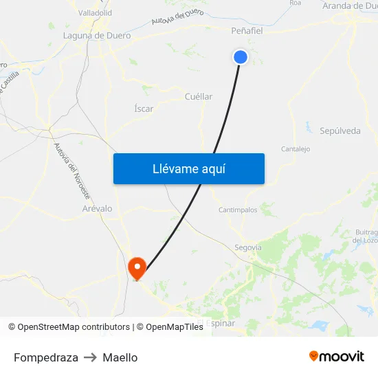 Fompedraza to Maello map
