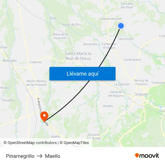 Pinarnegrillo to Maello map