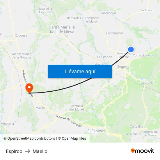 Espirdo to Maello map